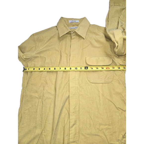 Christian Dior Chemises Butter Yellow Button Up Pocket Shirt Long Sleeve Medium - Picture 4 of 10